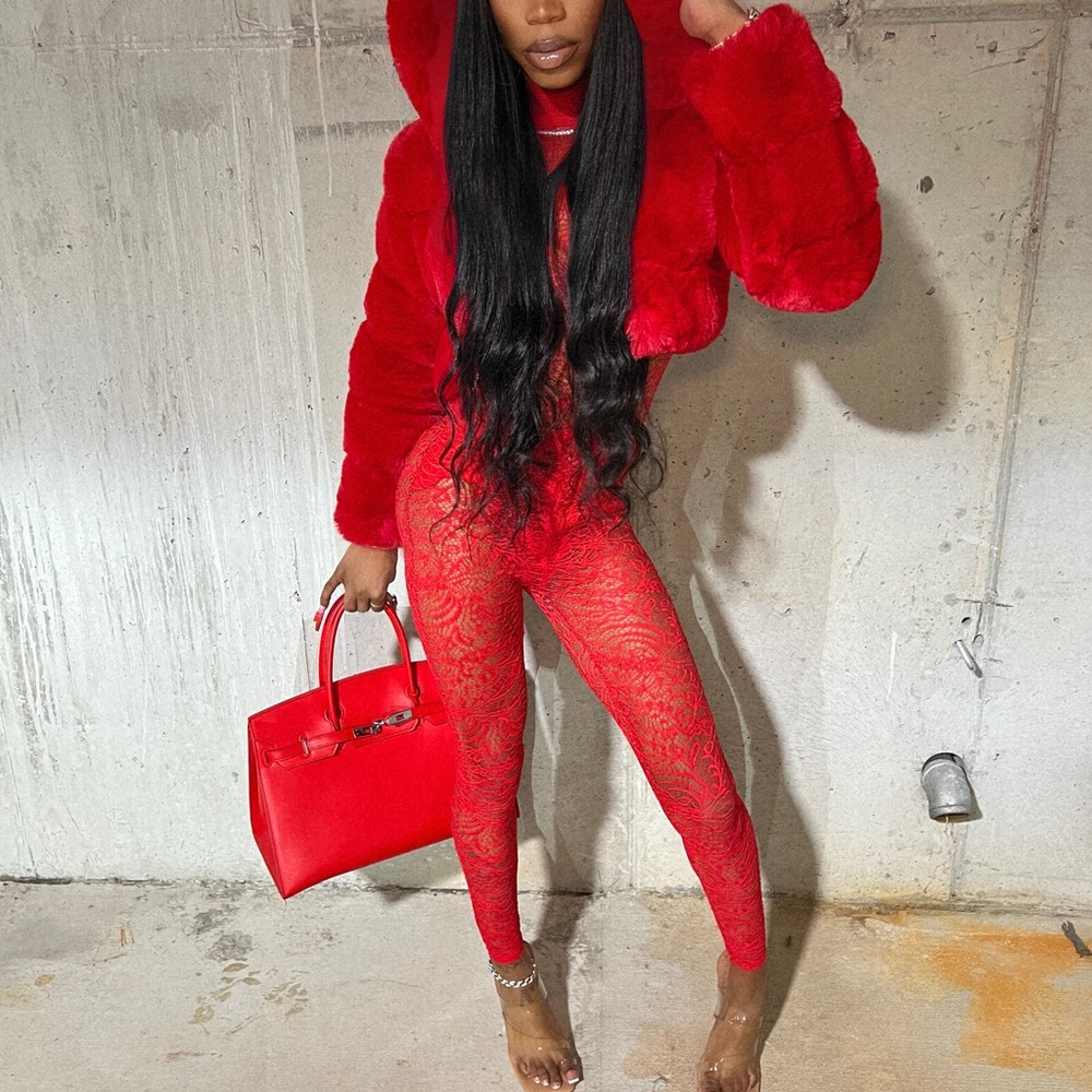 Red Lace Two Piece